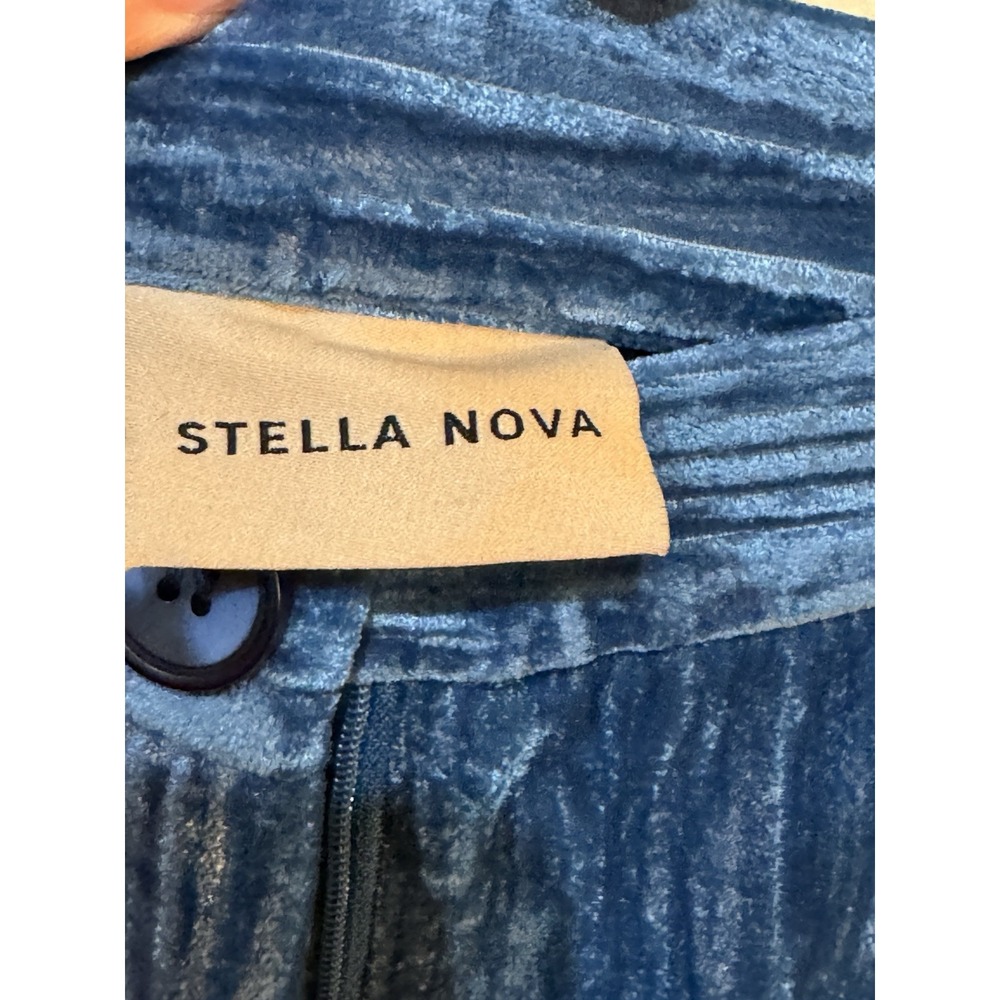 Stella Nova Pants Livi straight velour blue size‎ 36 US 6 Textured - Picture 5 of 9